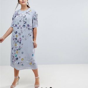 ASOS curve embellished t-shirt longer length midi dress